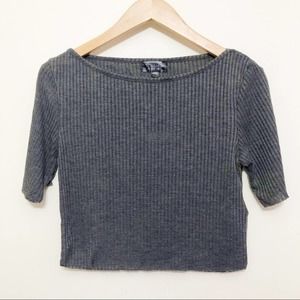 Topshop Ribbed Grey Crop Top Size 8